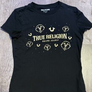 True Religion Black Tee with Gold Accents